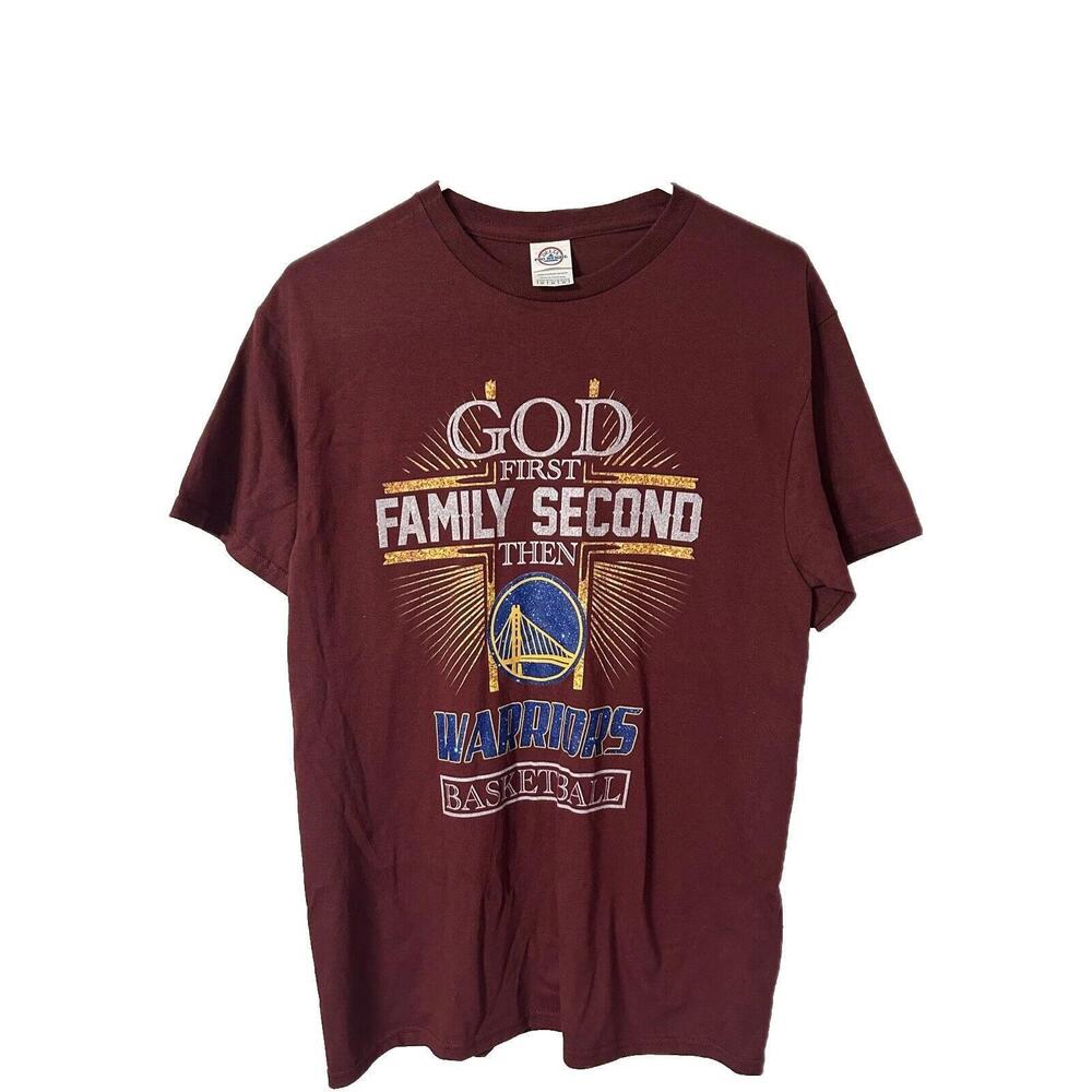 Golden State Warriors God First Family Second Mens Medium T-Shirt Maroon